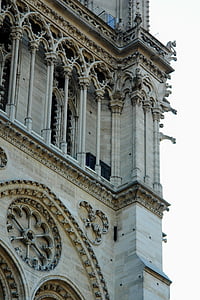 Frankrijk, Parijs, kerk, West rose, detail, het platform, buitenkant van het gebouw