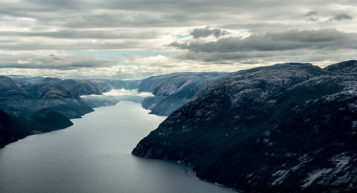 clouds, fog, landscape, mountains, nature, outdoors, river