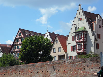 vista sobre la ciutat, bowever, Ulm, ciutat, paisatge, cases, antigues cases