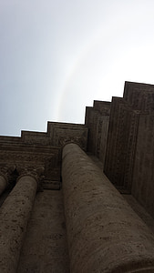 perspektīvas, Sun ray, kolonnas, pīlāri, katedrālē, arhitektūra, debesis