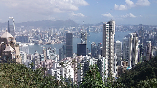 Hong kong, skyscrapera, ville, Skyline, architecture, bâtiment, paysage urbain