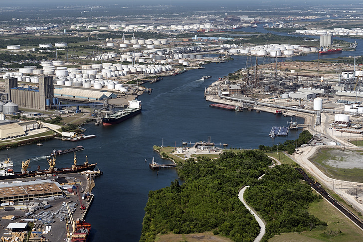 houston ship channel, aerial view, petroleum facilities, industrial, cityscape, oil, energy