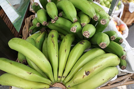 bananas, green, eat, healthy, vitamins, fruit, delicious