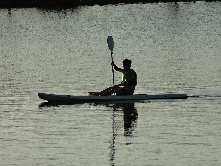 uomo, kayak, Lago, acqua, Sport, kayak, attività