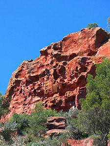 kamnine, rdeči peščenjak, regiji Priorat, rdeče skale, erozija, erozija teksturo, peščenjak