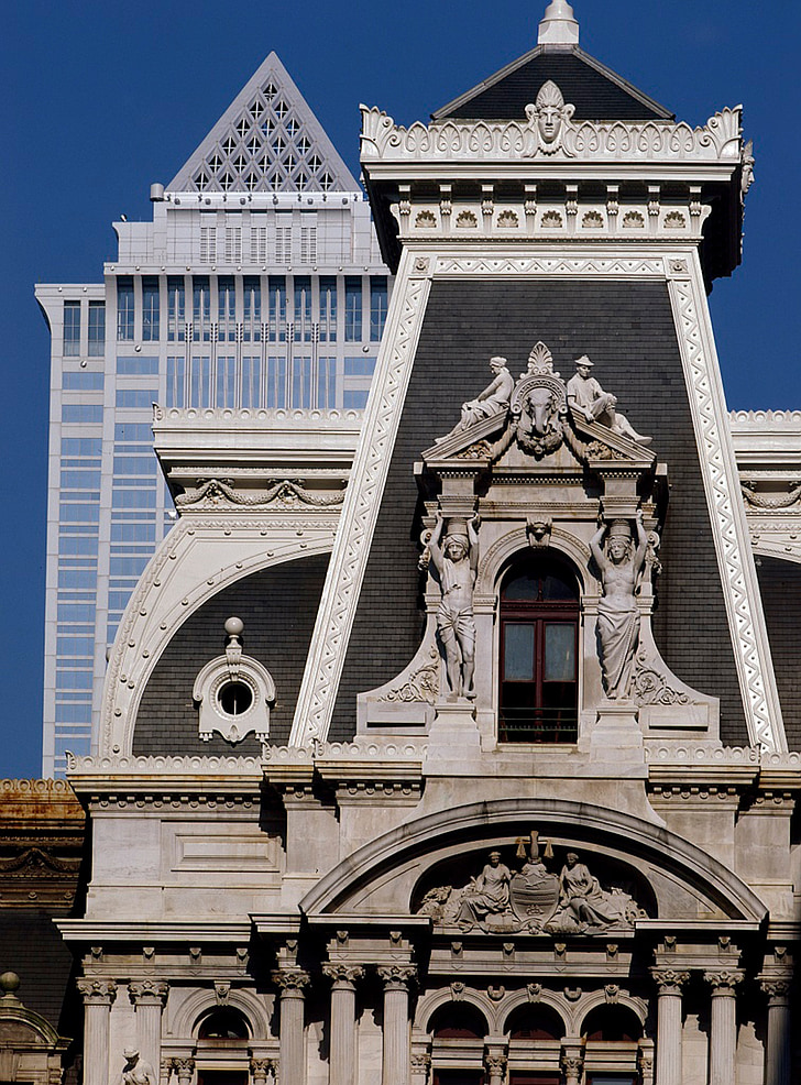 patung, seni, karya seni, bangunan, fasad, Philadelphia, Pennsylvania
