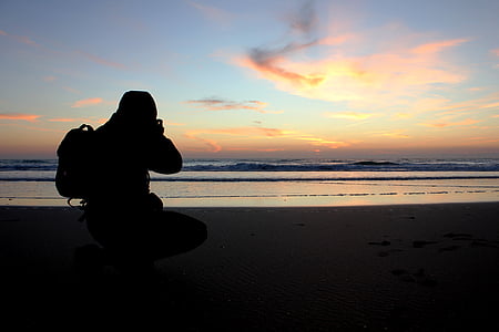 Cadix, Espagne, silhouette, homme, nuages, Sky, coucher de soleil