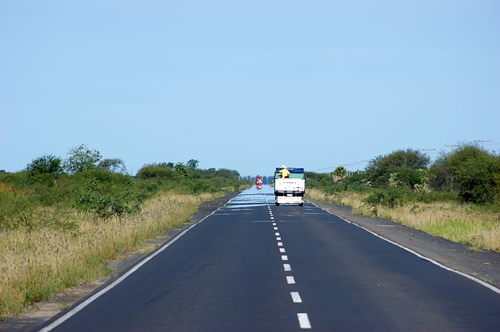 road, truck, landscape, sky, paraguay, south america