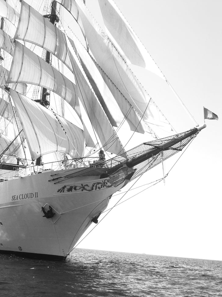 vitorlás hajó, hajó, boot, vitorla, történelmileg, tenger, tengeri
