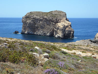 pedra no mar, rocha, pedra, perspectivas, mar, Mediterrâneo, férias