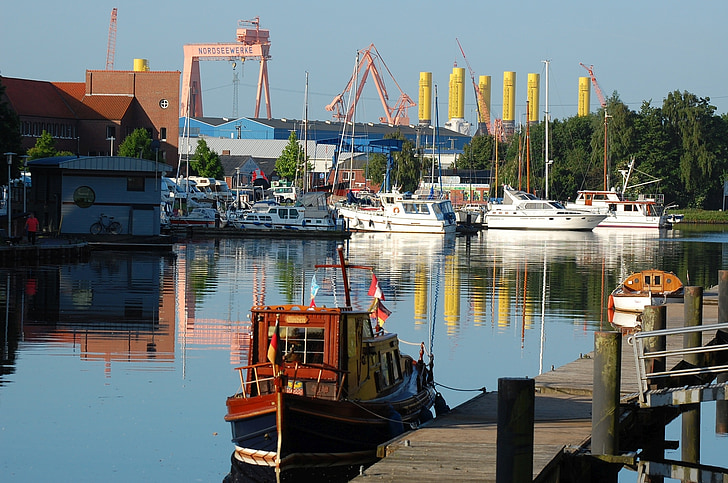 Emden, nordseewerke, poort, nautische vaartuig, haven, water, Pier