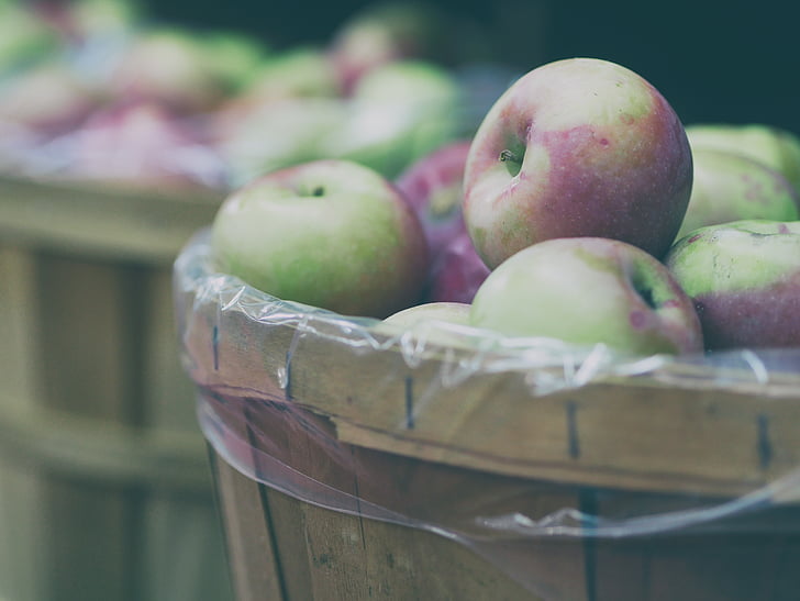 яблука, Кошик, розмиття, закрити - вгору, колір, кондитерські вироби, смачні