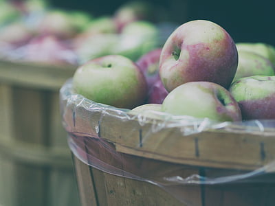 사과, 바구니, 흐림, 닫기-최대, 색, 과자, 맛 있는