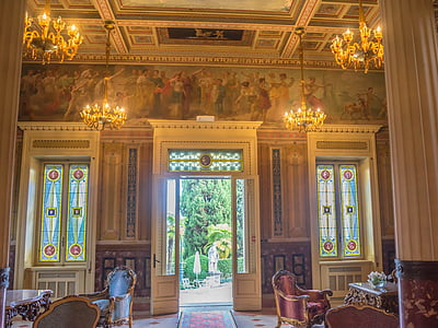 Villa cortine, elegante, decoración, victoriana, interior, diseño, Inicio