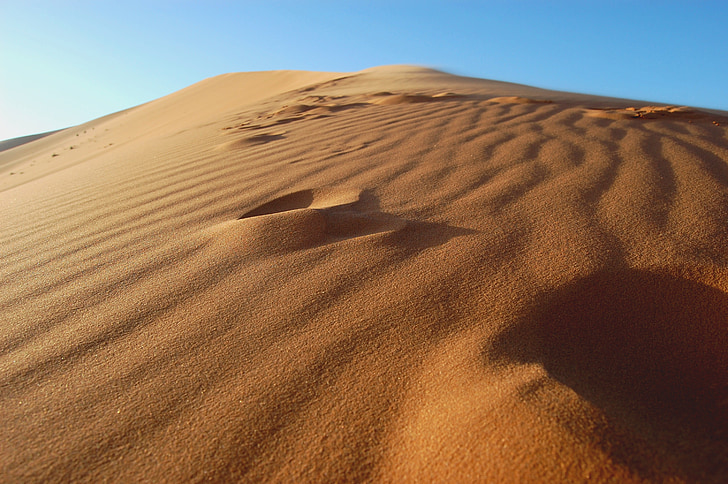 песок, пустыня, фон, песчаные дюны, следы, шаги, вид