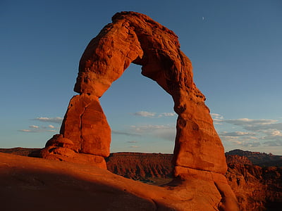 adventure, arch, arid, canyon, clouds, delicate arch, desert