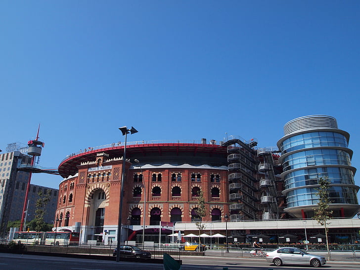 Spagna, Barcellona, Plaza de Toros, lo shopping, Piazza di Spagna, lavori di restauro