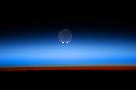 mesiac, Horizon, atmosféra, priestor, Sky, skyscape, zem