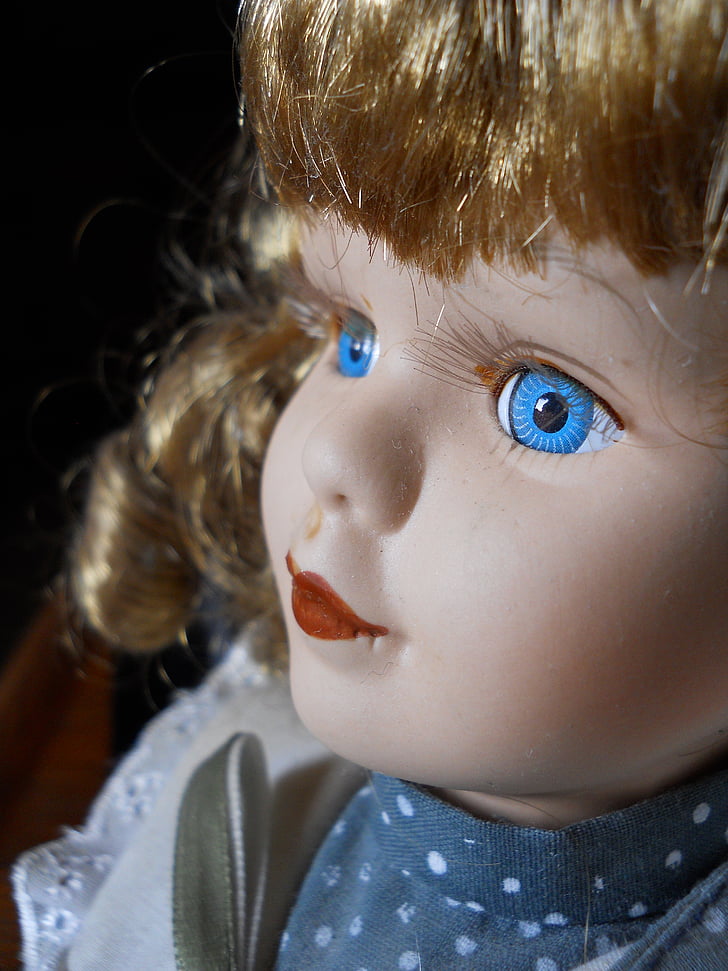 muñeca, cara, Retrato, niños, niños vintage, victoriana, lindo