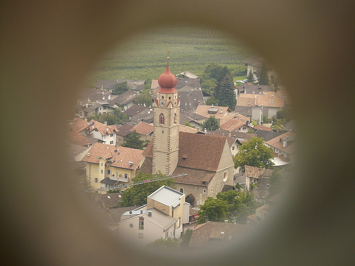 telescope, binoculars, view, church