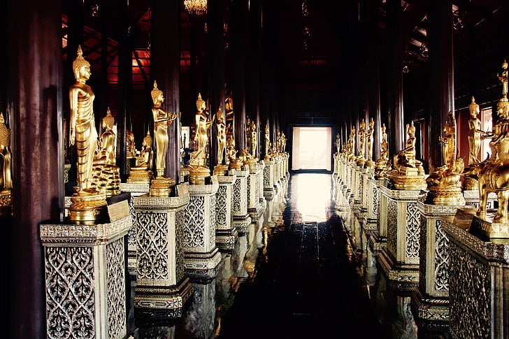 Bangkok, Buddha, gull, meditasjon, buddhisme, Thailand, Asia
