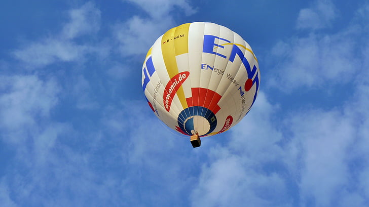 ballon, hemel, kleurrijke, wolken, luchtschip, hete luchtballon, vliegen