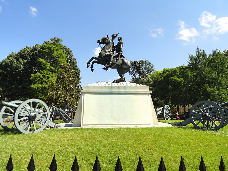 Andrew jackson, szobrászat, Emlékpark, Washington, Amerikai Egyesült Államok, szobor, ló