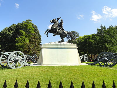 Andrew jackson, sculpture, Memorial park, Washington, é.-u., statue de, cheval