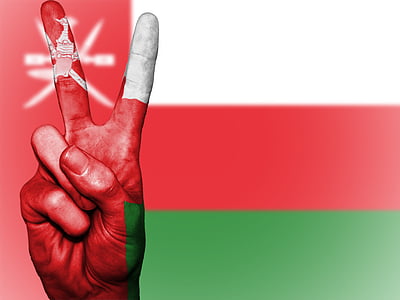 Omán, paz, mano, nación, Fondo, Bandera, colores
