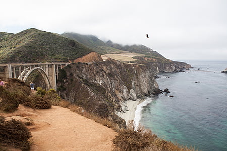 Bixby pod, ocean, California, coasta, Pacific, autostrada, linia de coastă