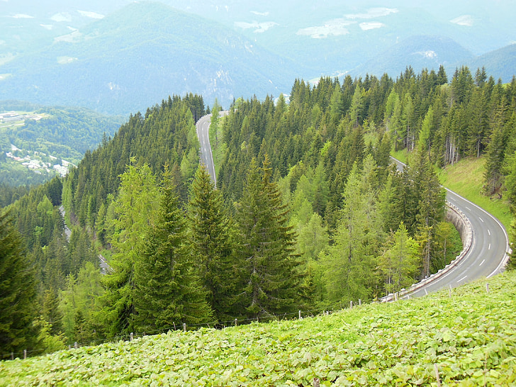 roßfeld, carretera alpina, Berchtesgaden, Baviera, muntanyes, carretera de peatge, vista de berchtesgaden