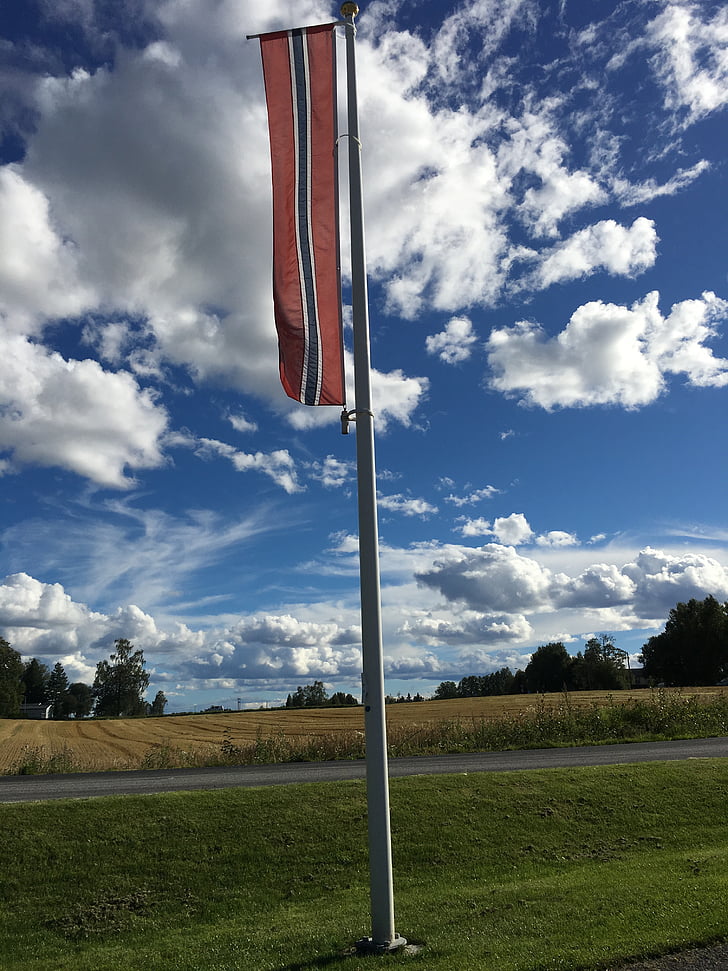 flag, norwegian, norwegian flag, norway, eidsvoll, nation, sky