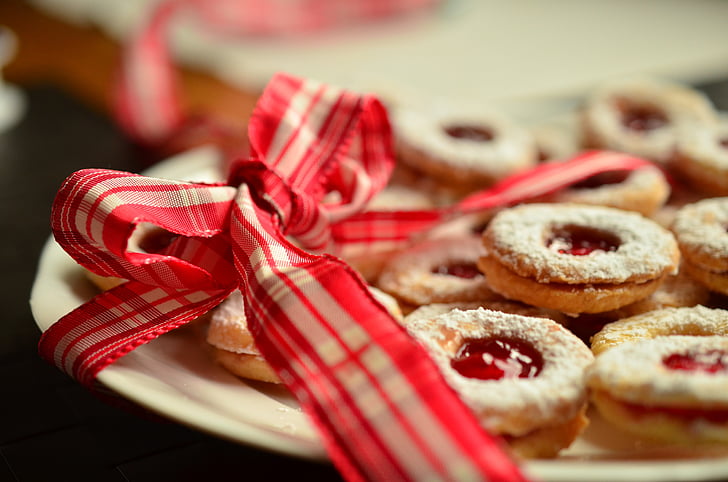 βρόχου, Κόκκινος φιόγκος, Χριστουγεννιάτικα μπισκότα, δώρο, ταινία δώρο, αρτοσκευάσματα, Χριστούγεννα