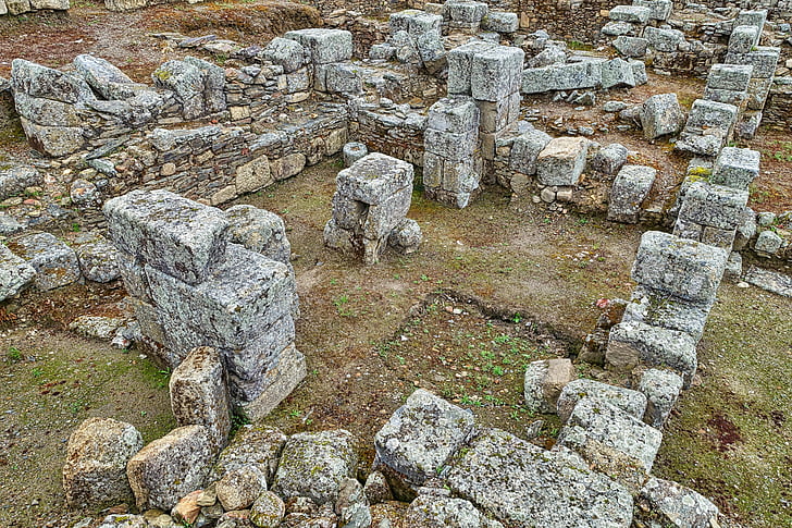ruinas, piedras, bloques de, antigua, histórico, antiguo, dañado