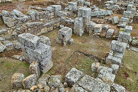 ruinerne, sten, blokke, gamle, historiske, antik, beskadiget