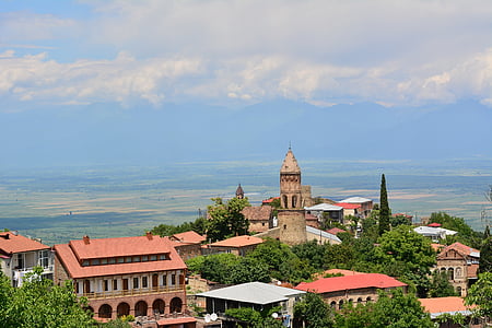 Gruzija, Signagi, kakheti, slėnis, alazani, Miestas, kraštovaizdžio