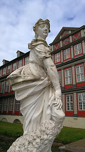 Castle, Wolfenbüttel, kő számok, építészet, német, Németország, nagyszerű
