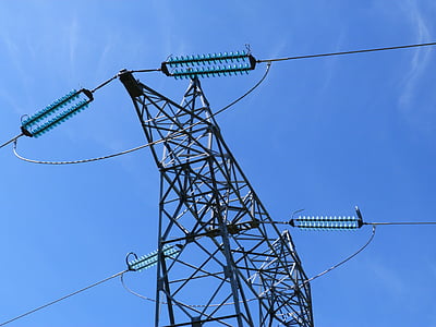 piló, elèctric, alta tensió, suport, cable, aïllant, xarxa