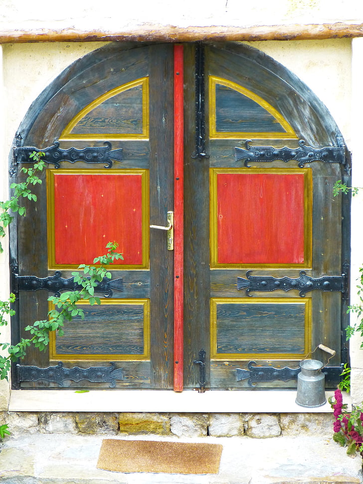 вратата, гол, къща вход, дървен материал, живопис, врати, стар