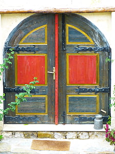 вратата, гол, къща вход, дървен материал, живопис, врати, стар