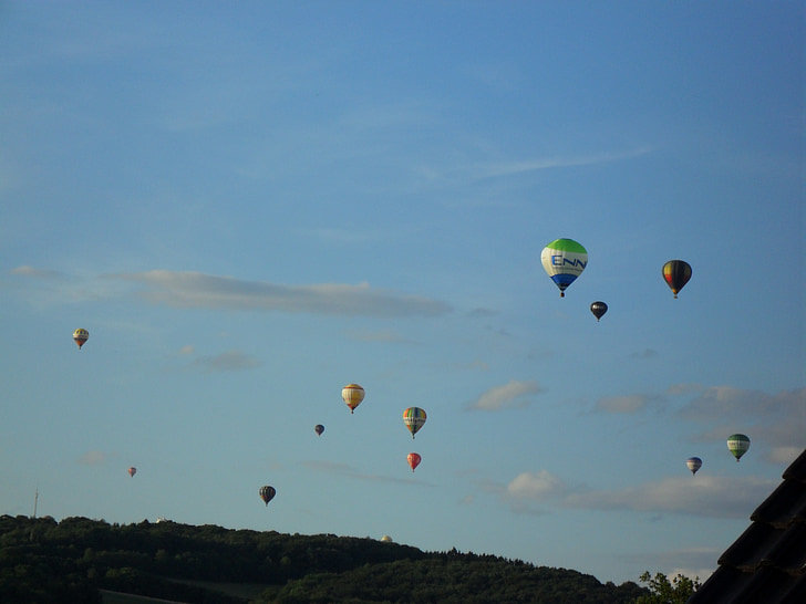 hete luchtballon, ballon, hemel, vliegen, opstijgen