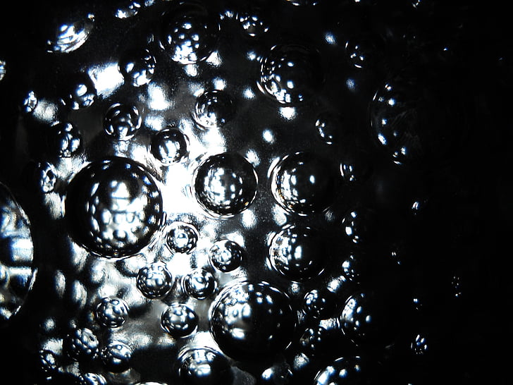 bubblor, utrymme, sfärer, molekyler