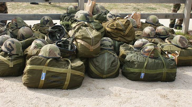 military, load, travel, helmet, collecting