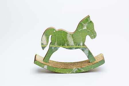 caballo de oscilación, decorativo, fantasía, juguete, decoración, verde, foliar