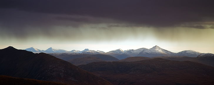 cênica, paisagem, Panorama, Escócia, nublado, natureza selvagem, ao ar livre