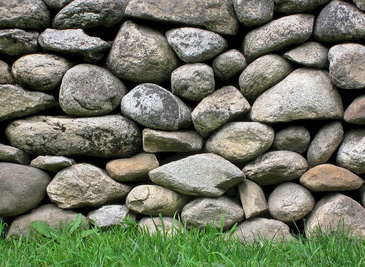 stones, grass, wall