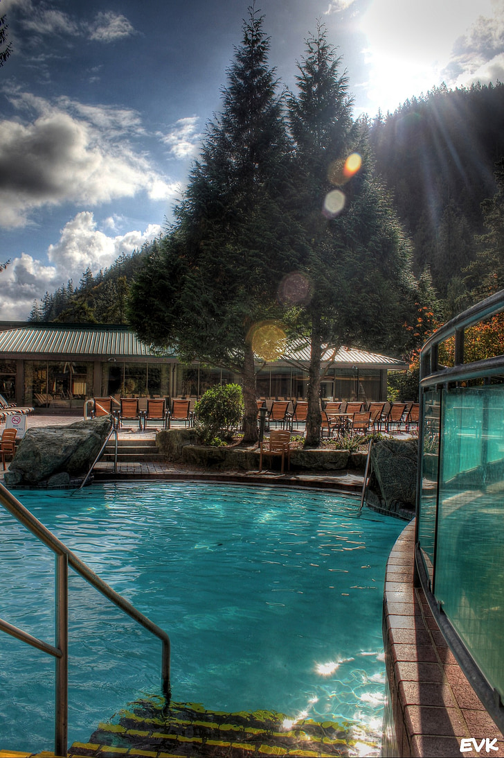 plavání, bazén, přírodní, venkovní, Hotel, Harrison, Hotsprings