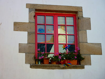 bâtiment, façade, fenêtre de, rouge, architecture, Page d’accueil, moderne