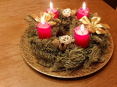 venec, Adventni venec, sveče, pojav, dekoracija, pozimi, decembra