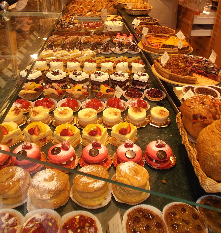 pastelaria, doce, produtos de confeitaria, cookies, massa folhada, bolos, pão